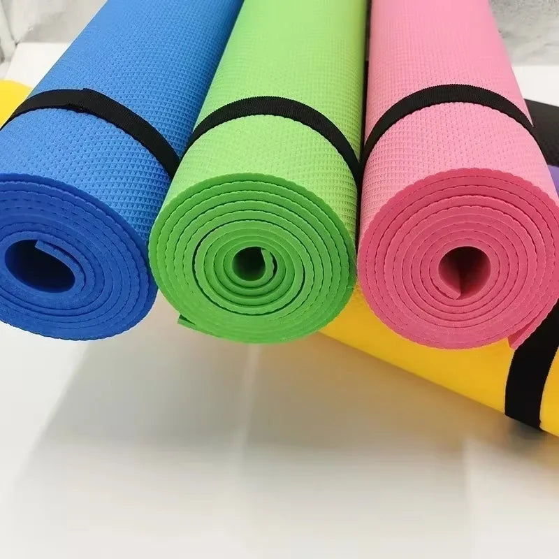 Thick Non-Slip Yoga Mat – Fitness & Pilates Exercise Mat with Bandage