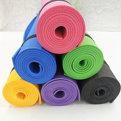 Thick Non-Slip Yoga Mat – Fitness & Pilates Exercise Mat with Bandage