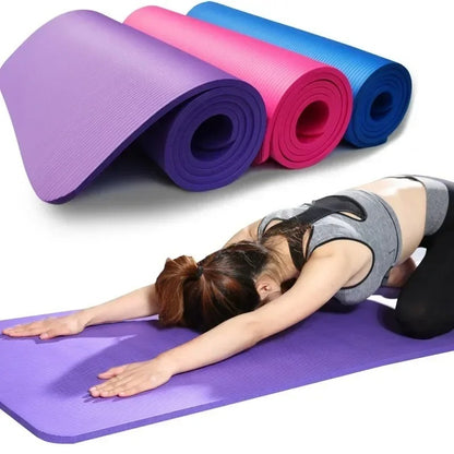 Thick Non-Slip Yoga Mat – Fitness & Pilates Exercise Mat with Bandage